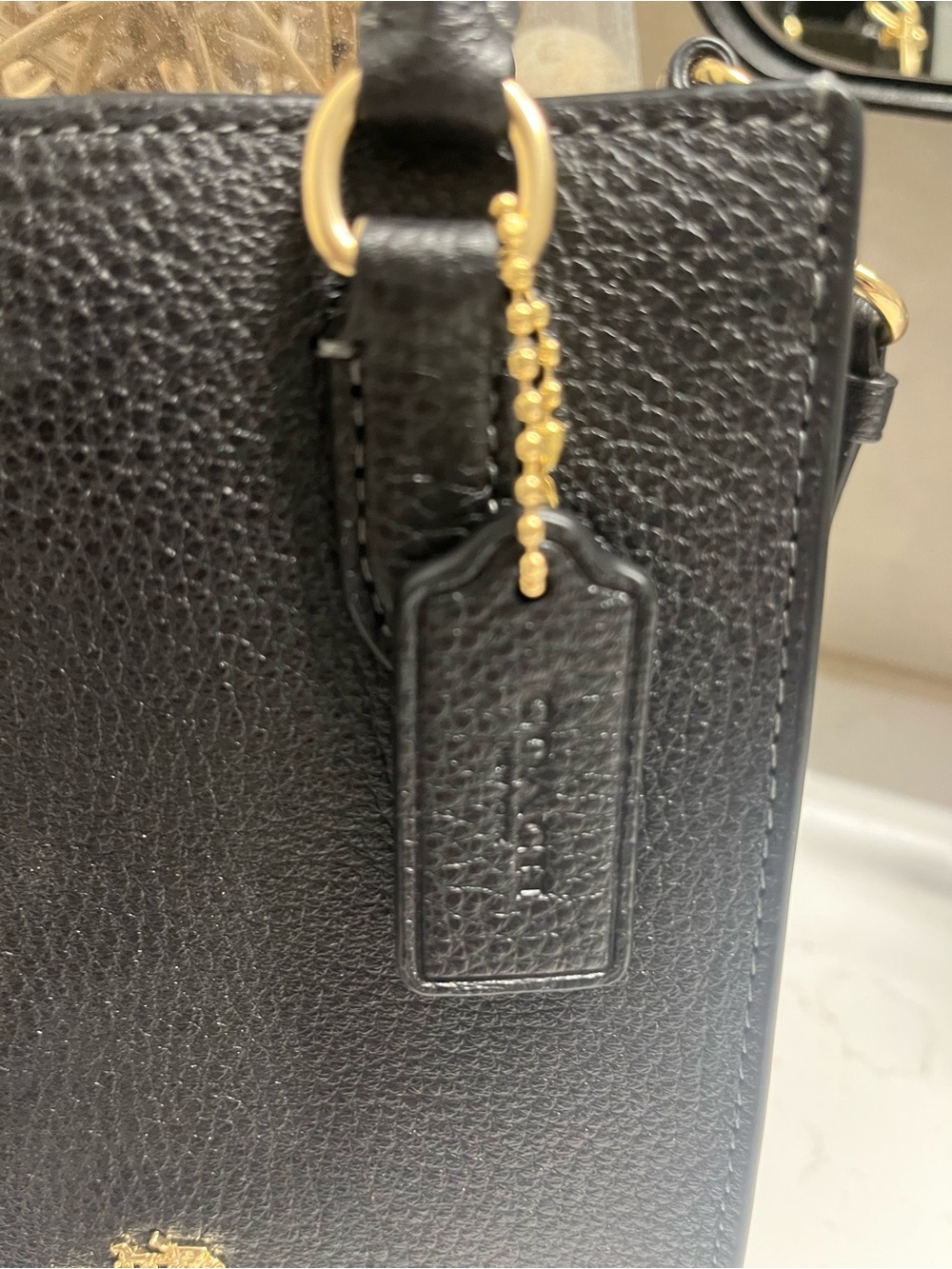Coach North South Mini Tote Bag Black Pebbled Leather - Picture 6 of 8